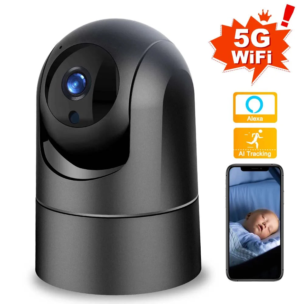 4MP 5G WiFi IP Camera – 2K Baby Monitor, 1080P Mini Indoor CCTV Security Camera with Auto Tracking, Audio & Video Surveillance, Alexa Compatible